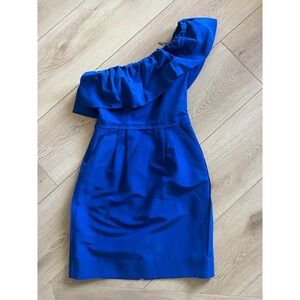 Rebecca Taylor Royal Blue One‎ Shoulder Mini Dress XS/US 2